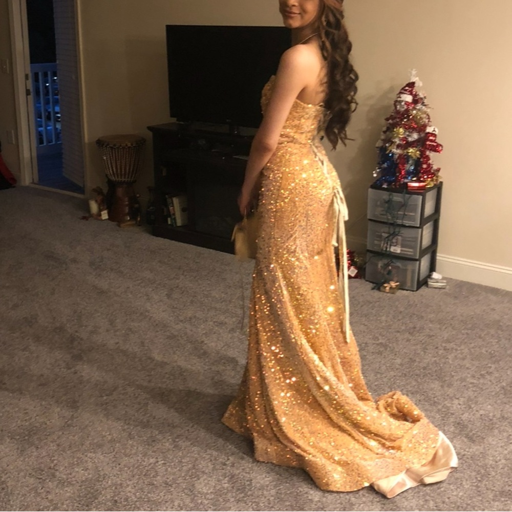 Gold prom dress - small -